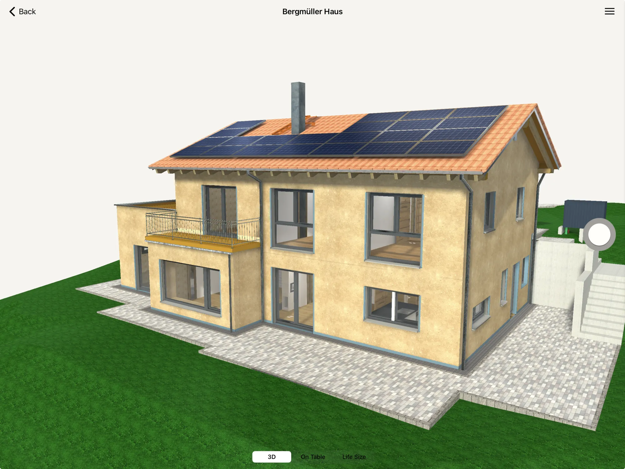 Bergmüller-Holzhaus in 3D auf dem iPad