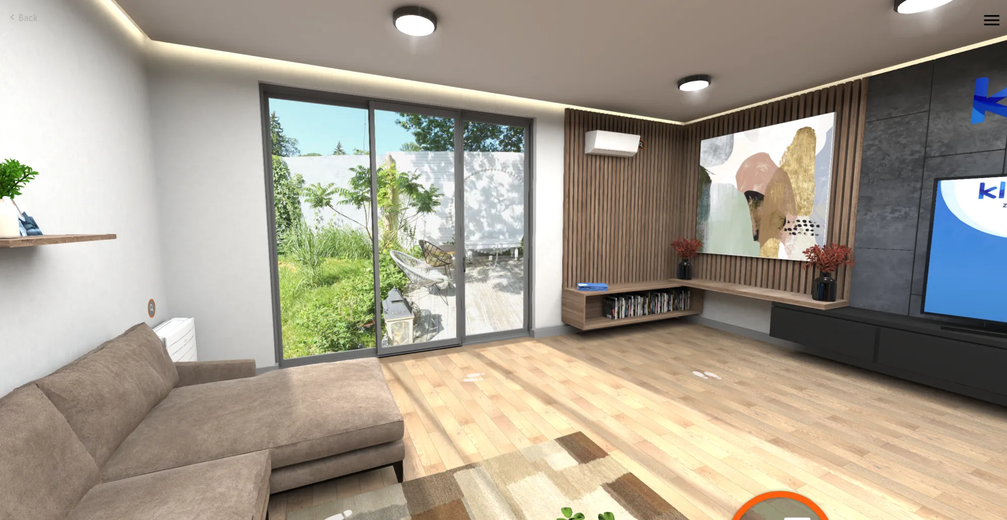Wohnraum-Showroom mit Klimageräten