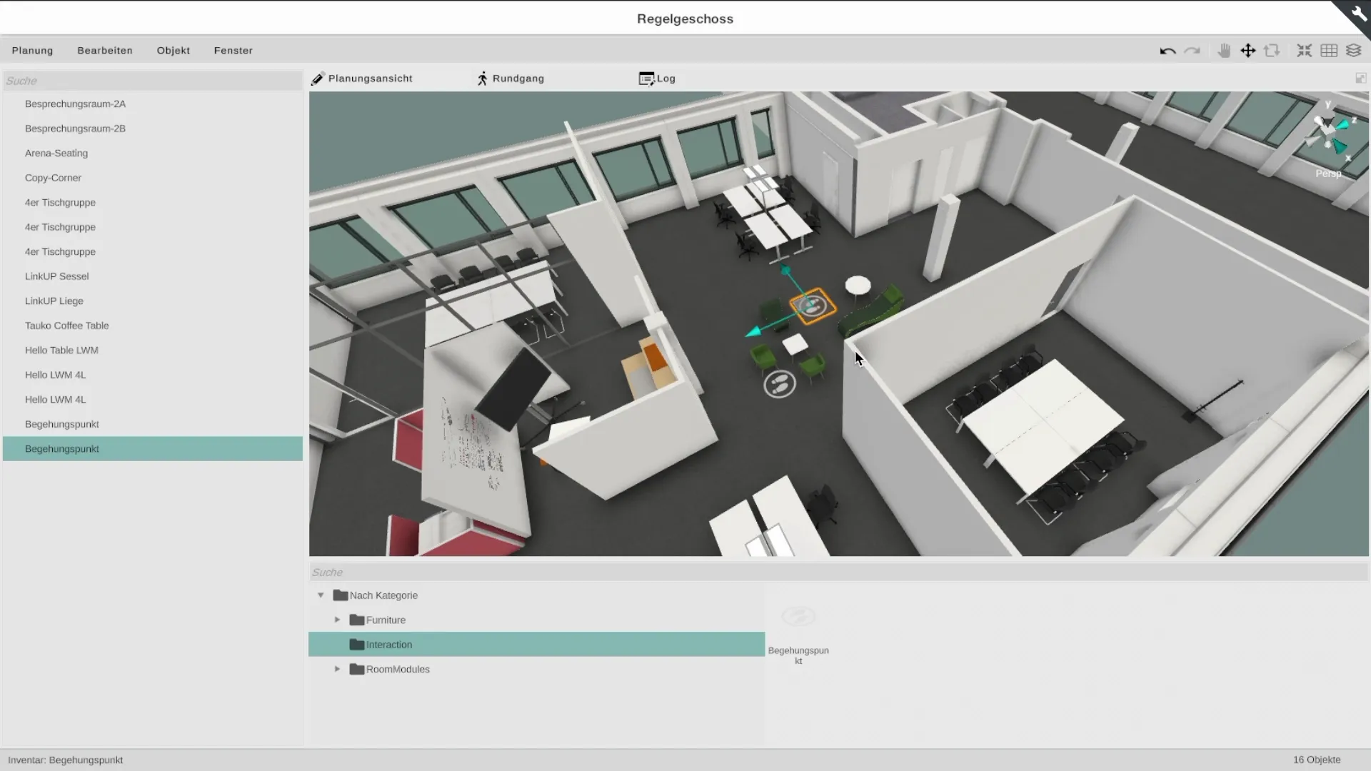 Bürokonfigurator von Siemens Real Estate mit einer geplanten Bürofläche