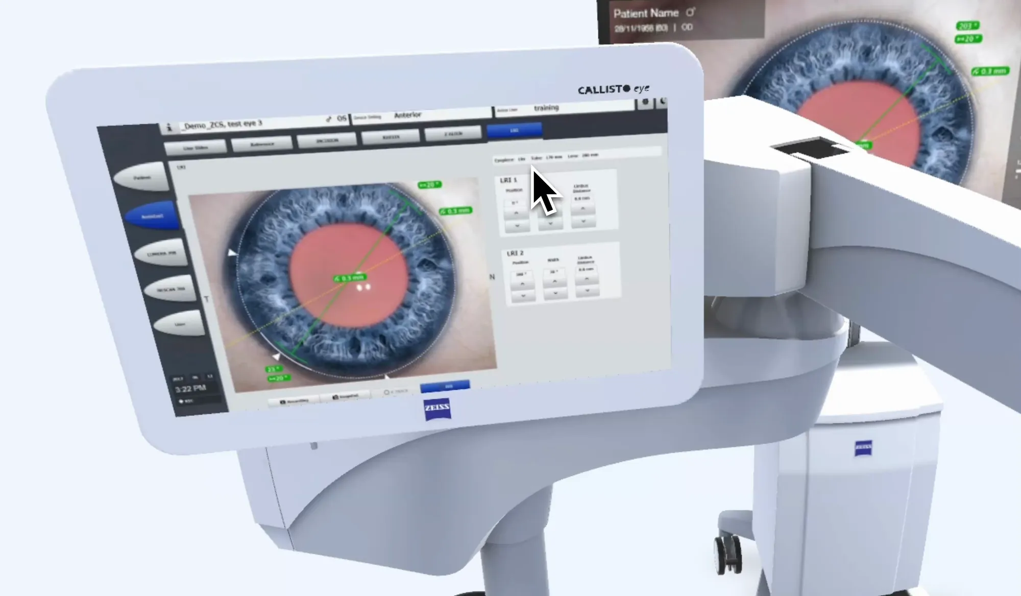 Virtuelles HMI eines ZEISS-OP-Gerätedisplays